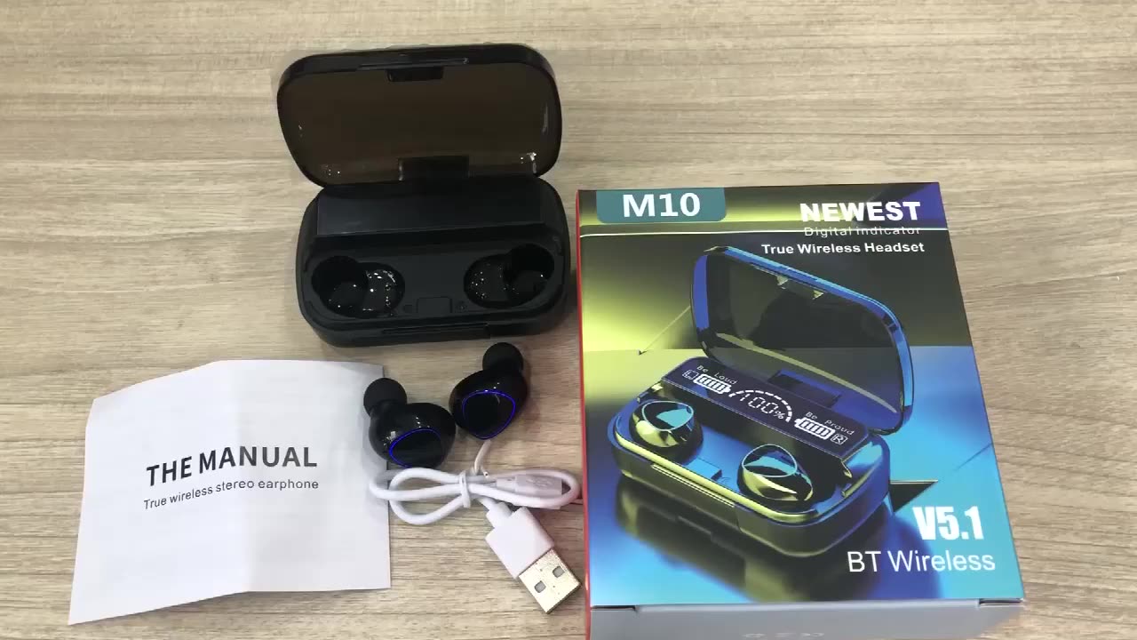 M10 DAMIX True Wireless Headset | 9D Stereo Sound, LED Display, 3500mAh Case