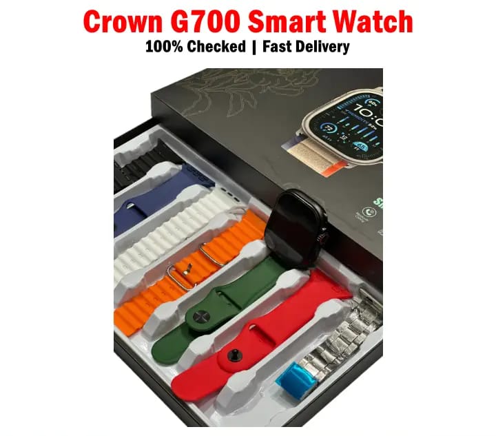 Crown G700 Smart Watch – 7+1 Multi-Strap Edition (Apple Ultra 2 Inspired)