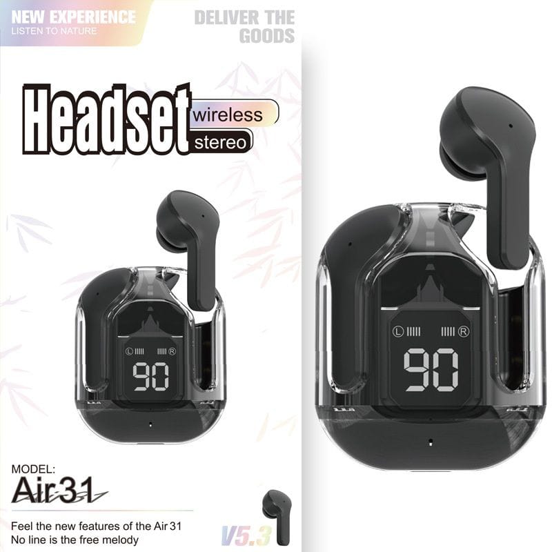 Air 31 TWS Wireless Earbuds | Transparent Design, Bluetooth 5.3, ENC, LED Display