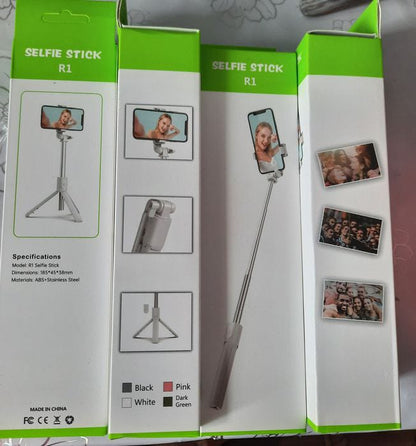 R1 3-in-1 Bluetooth Selfie Stick Tripod | Foldable, Rotating & Wireless Remote