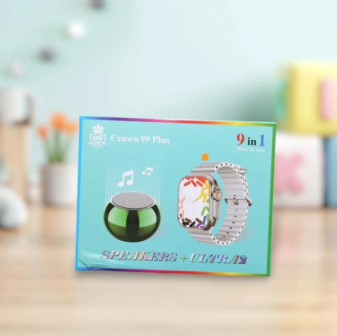 Crown 99 Plus 9-in-1 Combo - Ultra 2 Smart Watch +Wireless Speaker + Multi Features