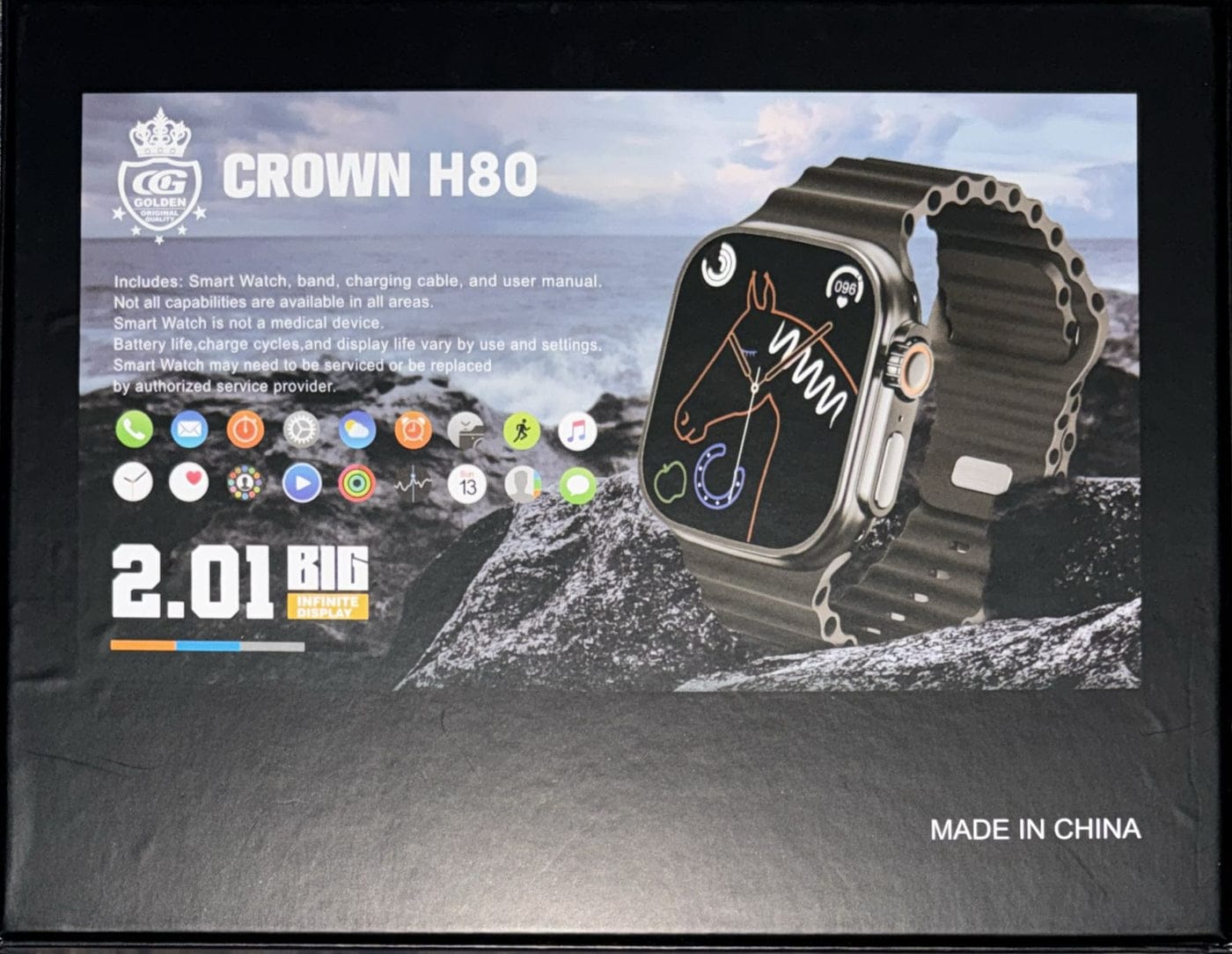 CROWN H80 Ultra2 Smart Watch + White Wireless Earbuds | 10+1 Smart Bundle