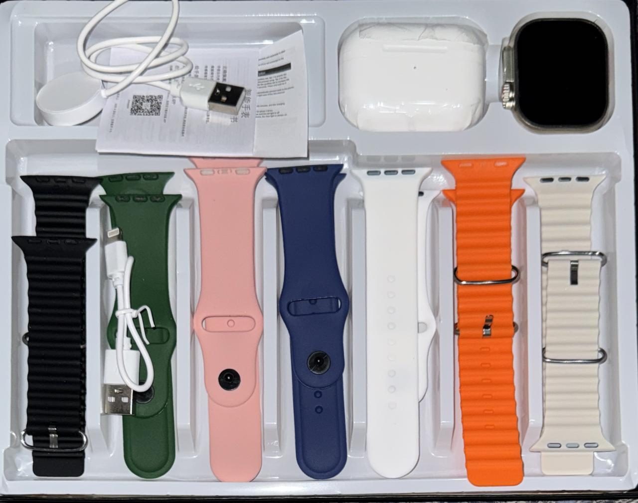 CROWN H80 Ultra2 Smart Watch + White Wireless Earbuds | 10+1 Smart Bundle