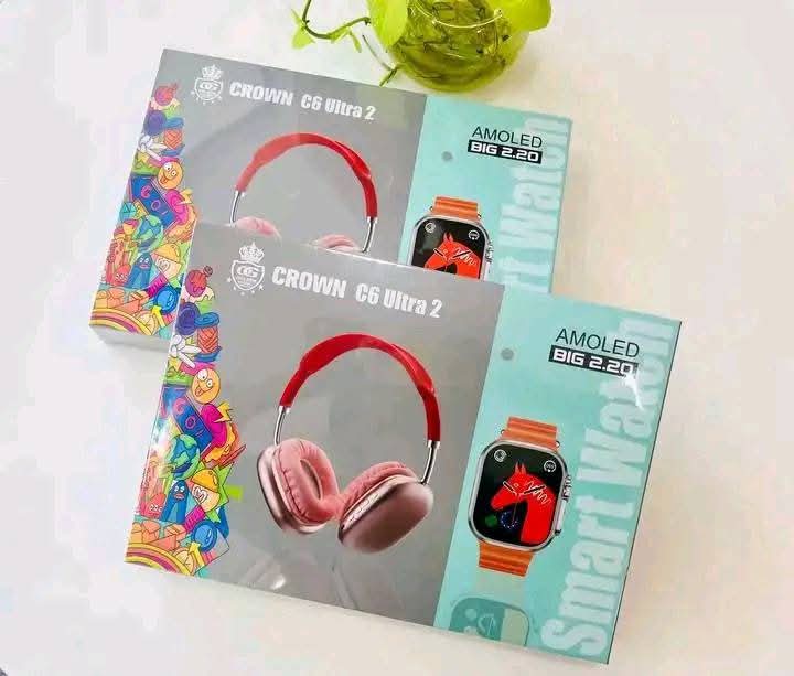 Crown C6 Ultra Smart Watch (2" Display) + Wireless Headphones Combo