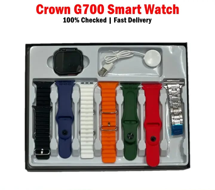 Crown G700 Smart Watch – 7+1 Multi-Strap Edition (Apple Ultra 2 Inspired)