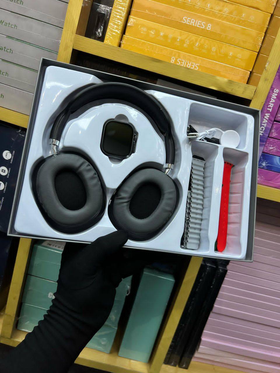 Crown C500 Smart Watch + Wireless Headphones | Bluetooth Calling & Fitness Bundle