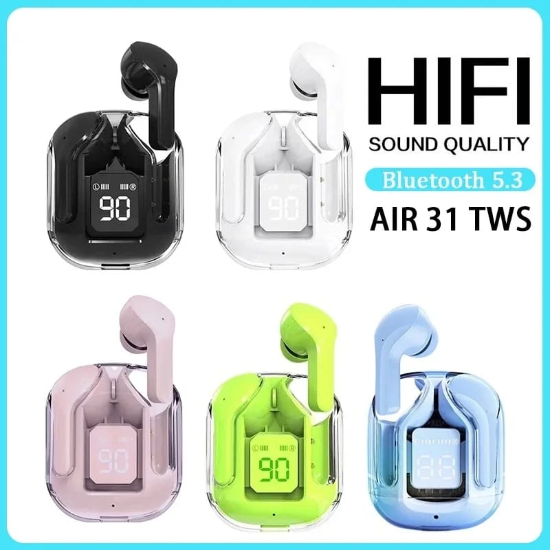 Air 31 TWS Wireless Earbuds | Transparent Design, Bluetooth 5.3, ENC, LED Display