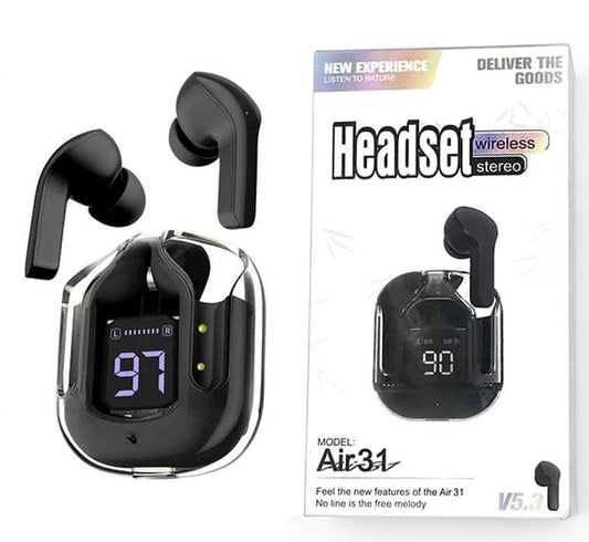 Air 31 TWS Wireless Earbuds | Transparent Design, Bluetooth 5.3, ENC, LED Display