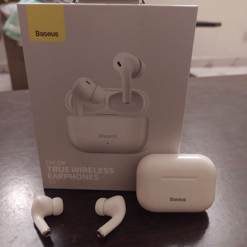 Baseus Encok W3 True Wireless Earphones – White | Deep Bass, Noise Reduction, Long Battery