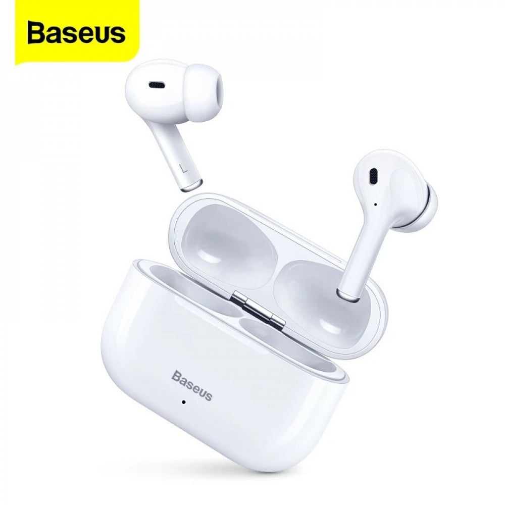 Baseus Encok W3 True Wireless Earphones – White | Deep Bass, Noise Reduction, Long Battery