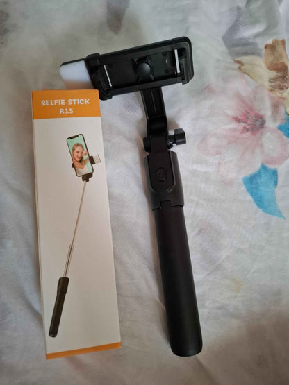 R1S Bluetooth Selfie Stick with Tripod & Fill Light | 3-in-1 Vlogging Tool