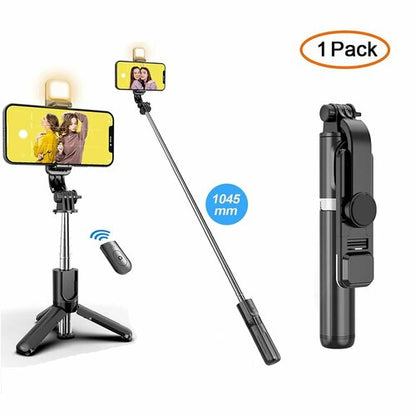 R1S Bluetooth Selfie Stick with Tripod & Fill Light | 3-in-1 Vlogging Tool