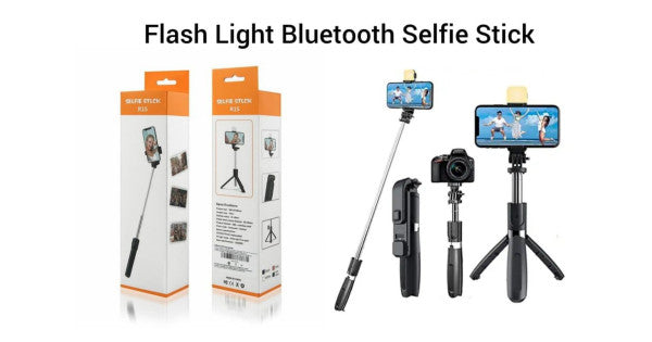 R1S Bluetooth Selfie Stick with Tripod & Fill Light | 3-in-1 Vlogging Tool