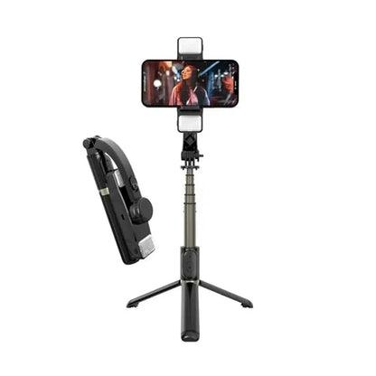 Q08d Gimbal Stabilizer Tripod Selfie Stick with Dual Fill Lights | Bluetooth Remote + Anti-Shake Tech