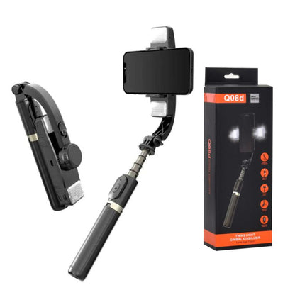 Q08d Gimbal Stabilizer Tripod Selfie Stick with Dual Fill Lights | Bluetooth Remote + Anti-Shake Tech