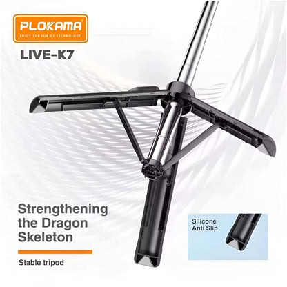 PLOKAMA LIVE-K7 | 4-in-1 Live Streaming Bracket with Tripod, Selfie Stick & Adjustable Light